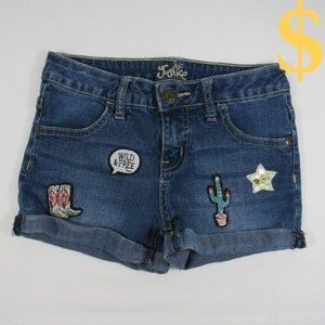 Justice Embellished Jean Denim Shorts Girls Sz 10